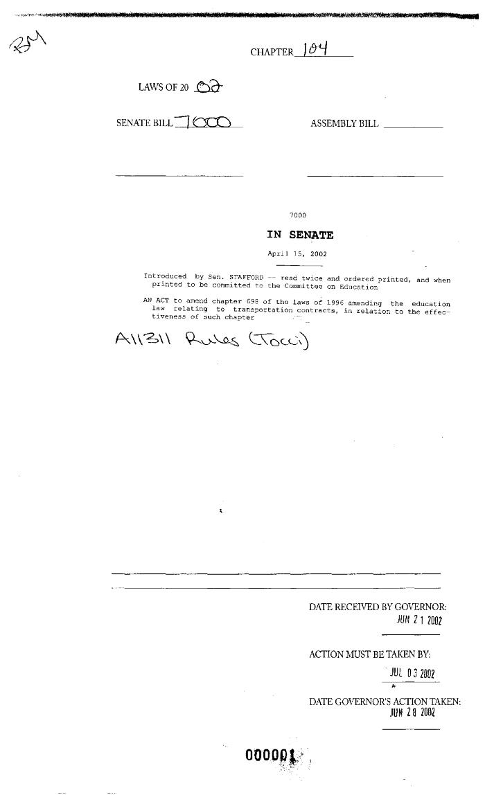 NYS Bill and Veto Jackets: 2002, Chapter 104