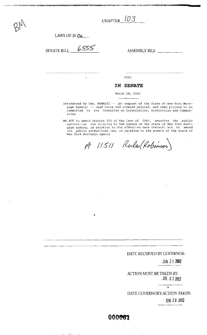 NYS Bill and Veto Jackets: 2002, Chapter 103