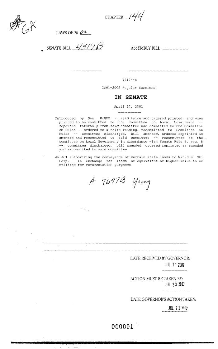 NYS Bill and Veto Jackets: 2002, Chapter 144