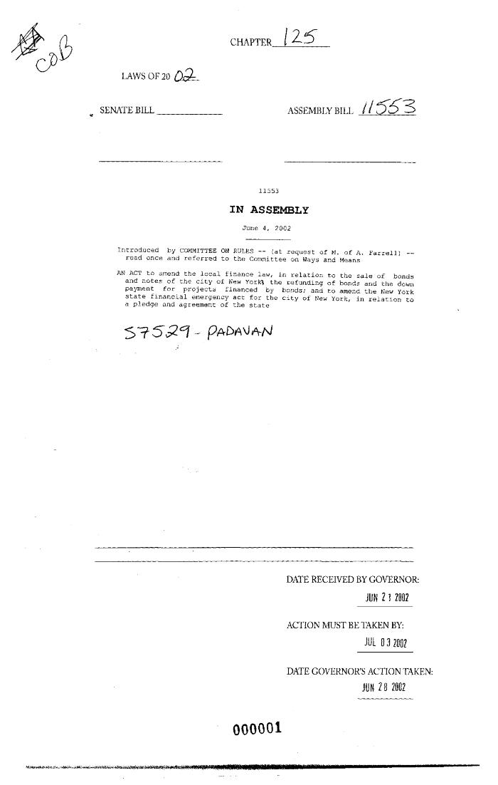 NYS Bill and Veto Jackets: 2002, Chapter 125
