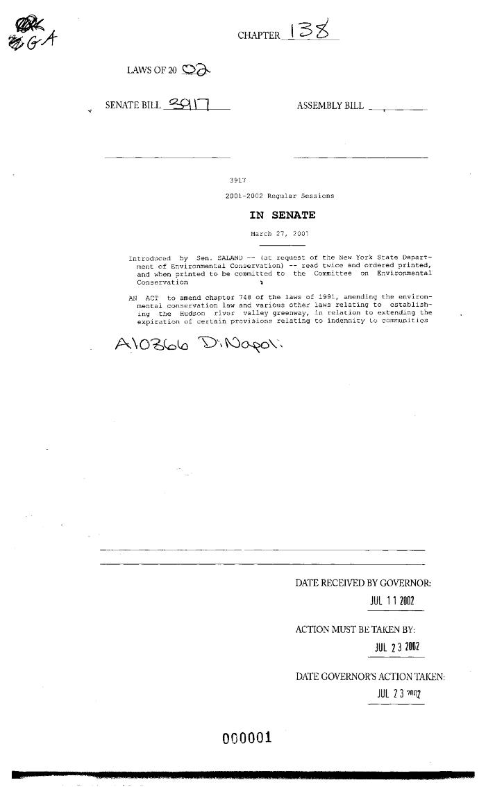 NYS Bill and Veto Jackets: 2002, Chapter 138