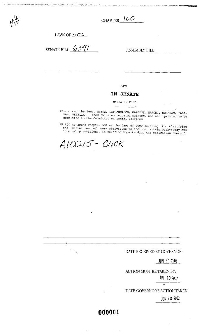 NYS Bill and Veto Jackets: 2002, Chapter 100