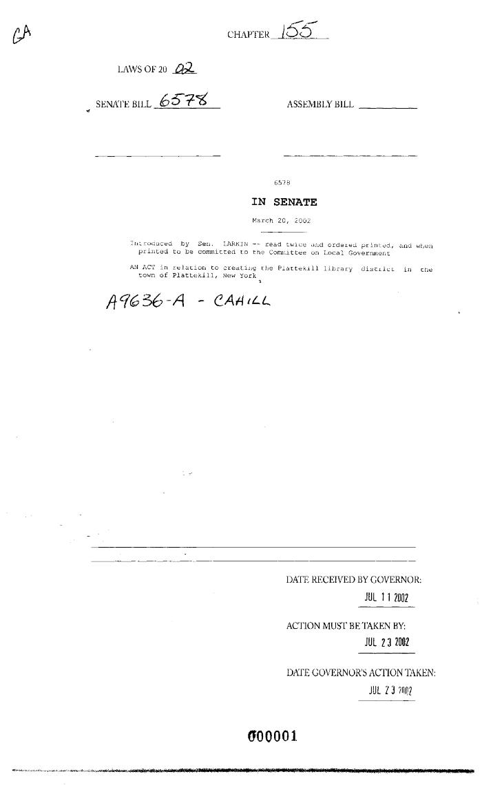 NYS Bill and Veto Jackets: 2002, Chapter 155