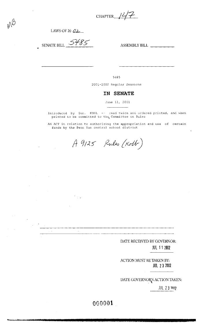 NYS Bill and Veto Jackets: 2002, Chapter 147