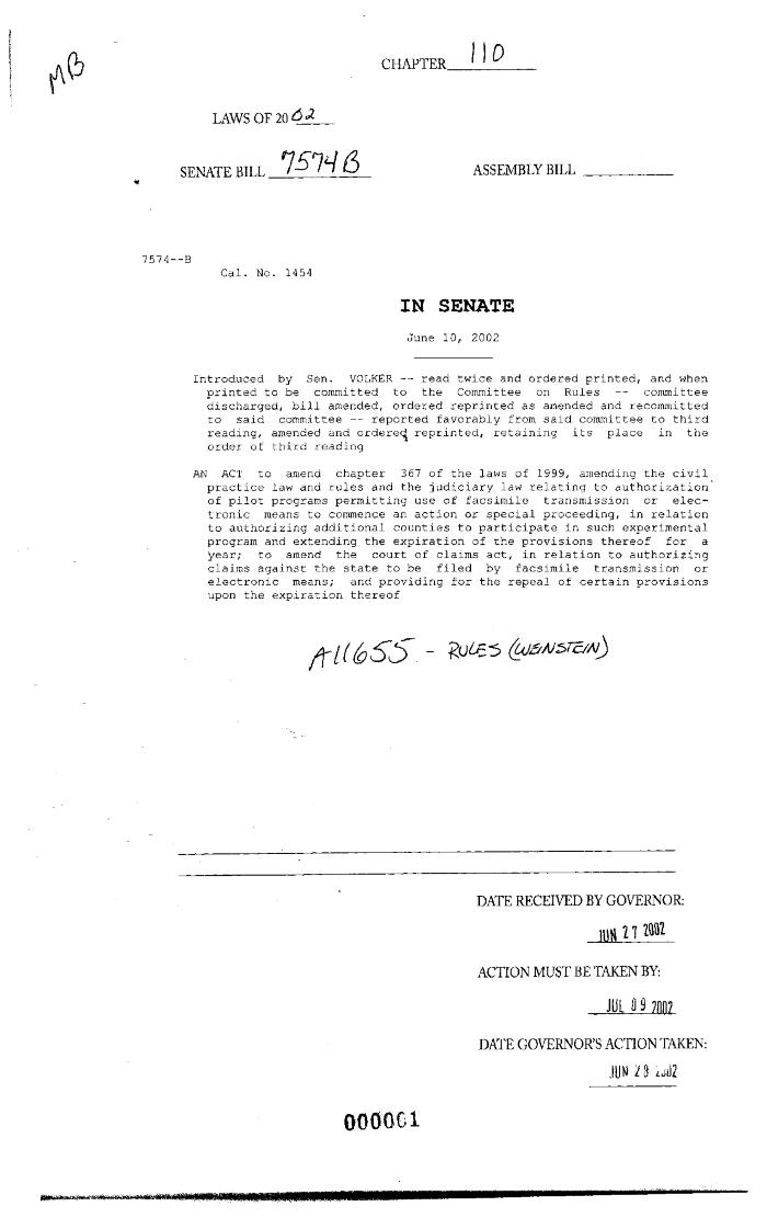 NYS Bill and Veto Jackets: 2002, Chapter 110