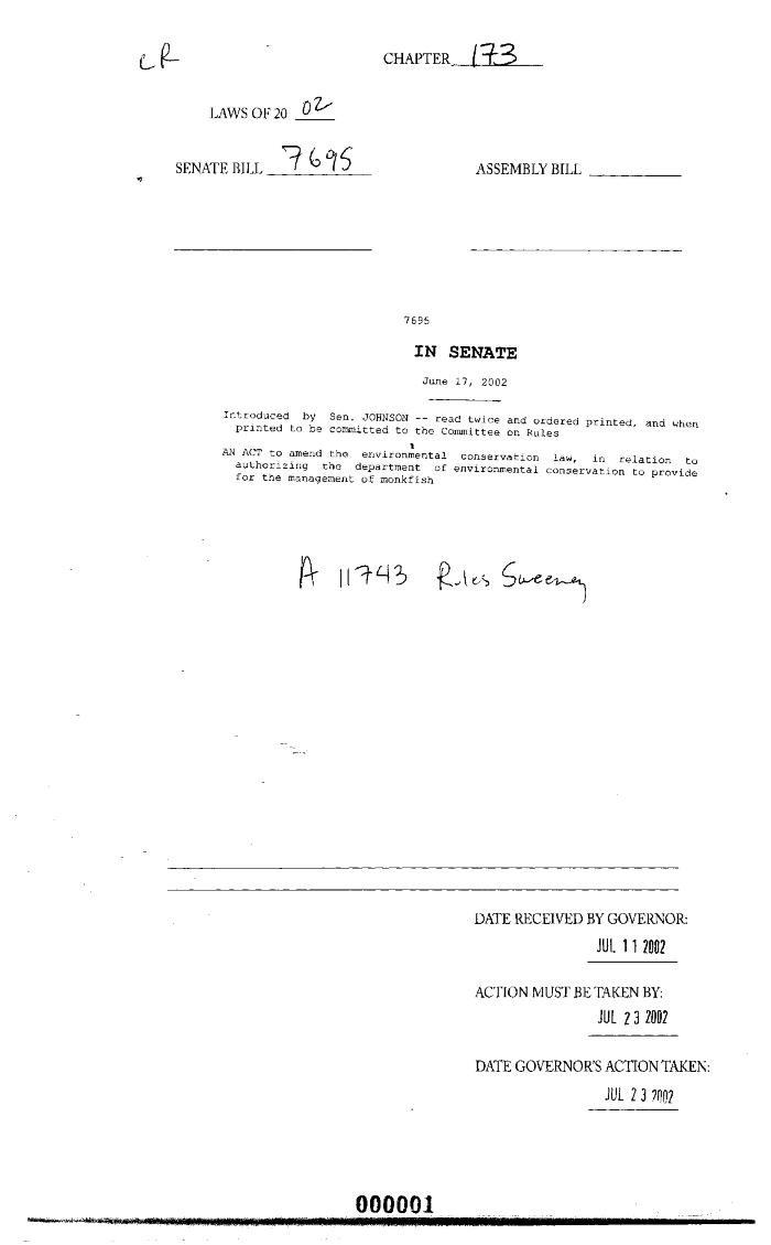 NYS Bill and Veto Jackets: 2002, Chapter 173