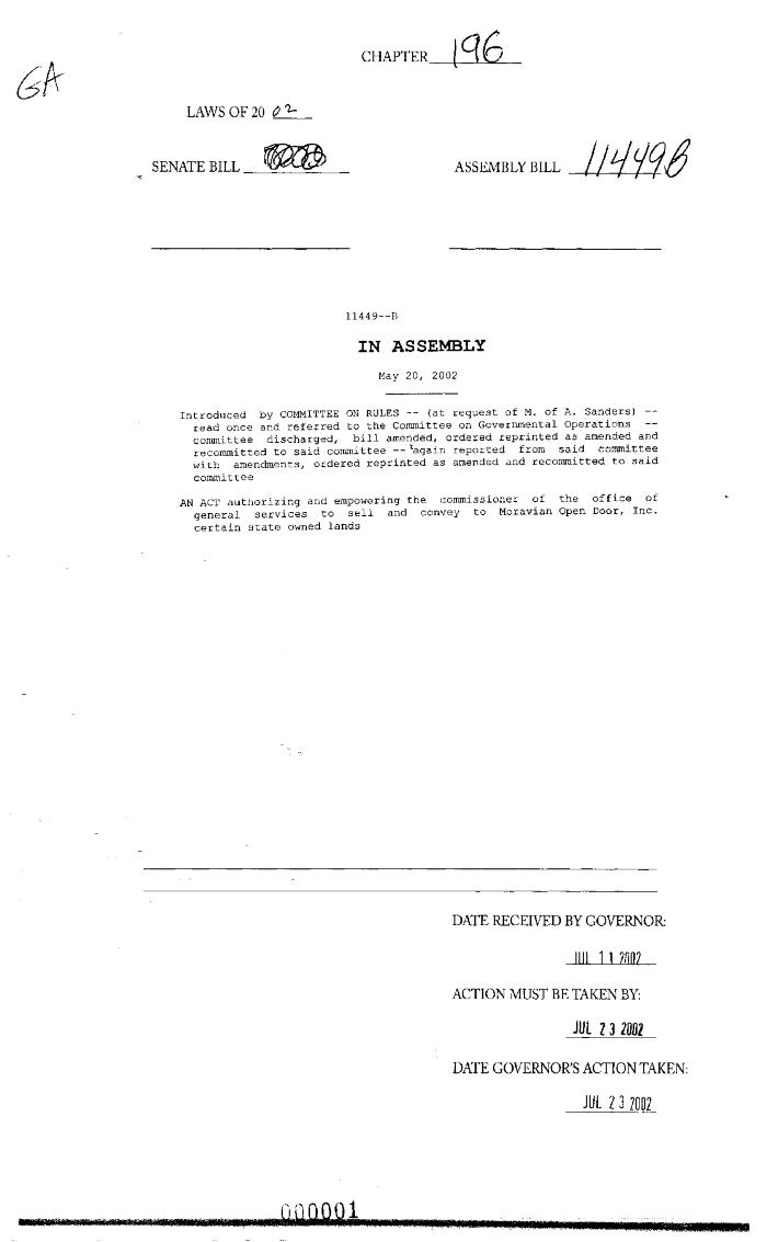 NYS Bill and Veto Jackets: 2002, Chapter 196