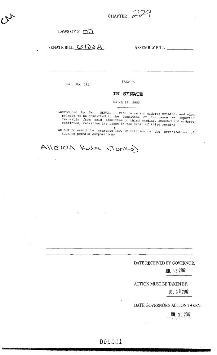NYS Bill and Veto Jackets: 2002, Chapter 229