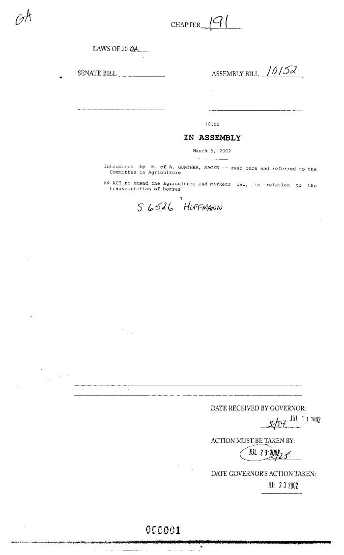 NYS Bill and Veto Jackets: 2002, Chapter 191