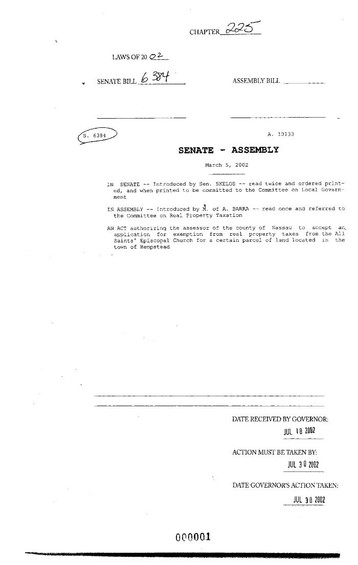 NYS Bill and Veto Jackets: 2002, Chapter 225