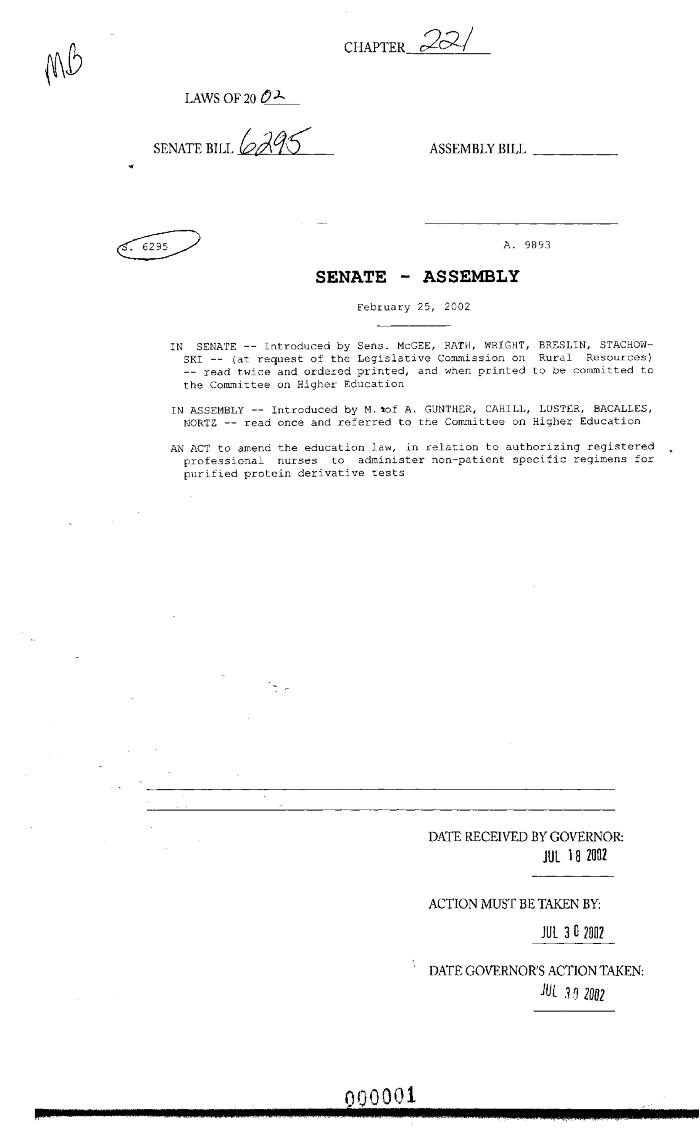 NYS Bill and Veto Jackets: 2002, Chapter 221