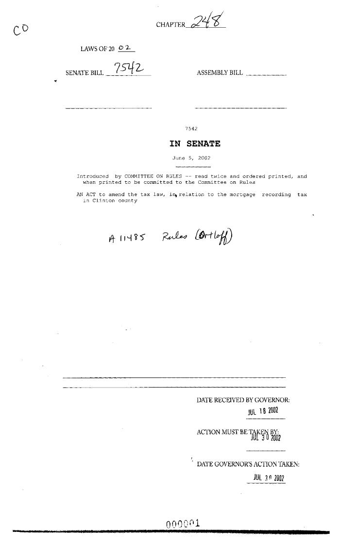 NYS Bill and Veto Jackets: 2002, Chapter 248
