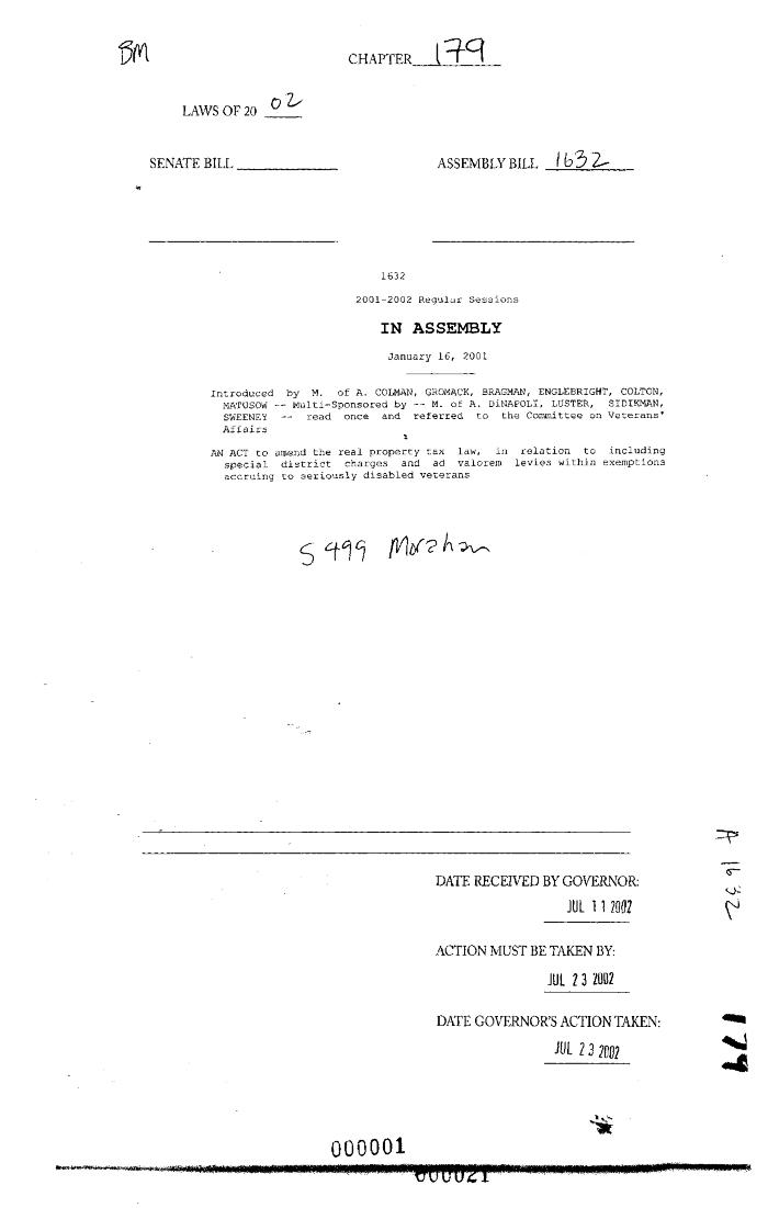 NYS Bill and Veto Jackets: 2002, Chapter 179
