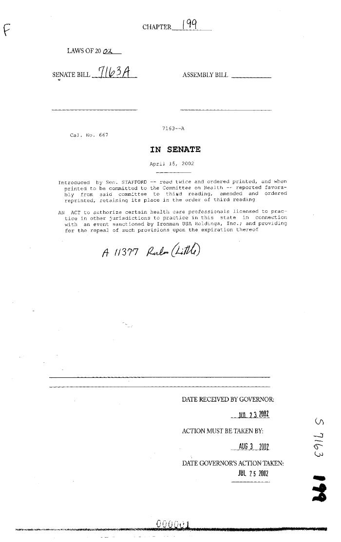 NYS Bill and Veto Jackets: 2002, Chapter 199