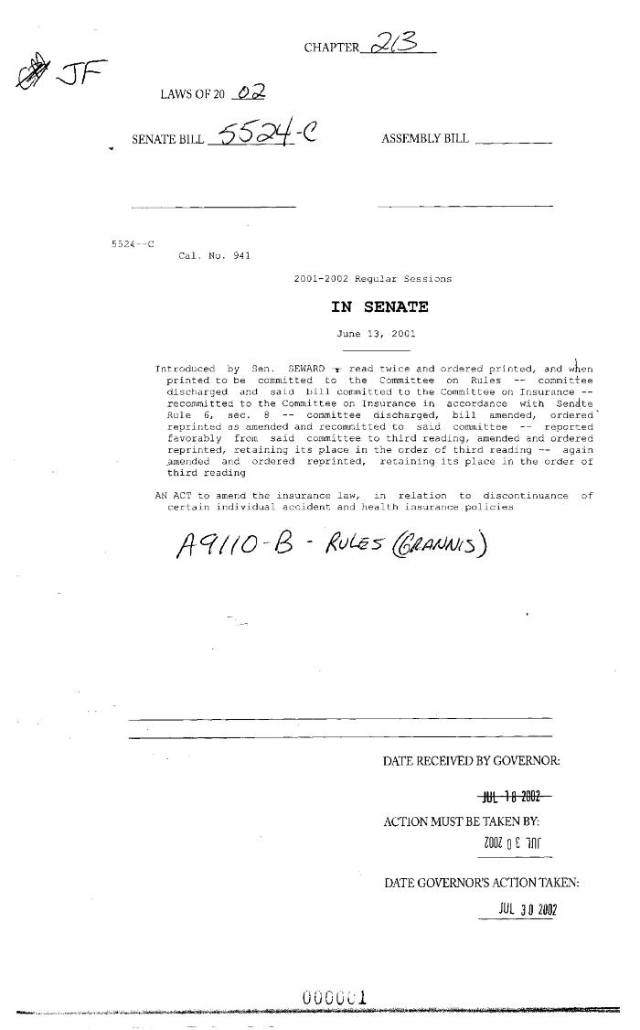 NYS Bill and Veto Jackets: 2002, Chapter 213