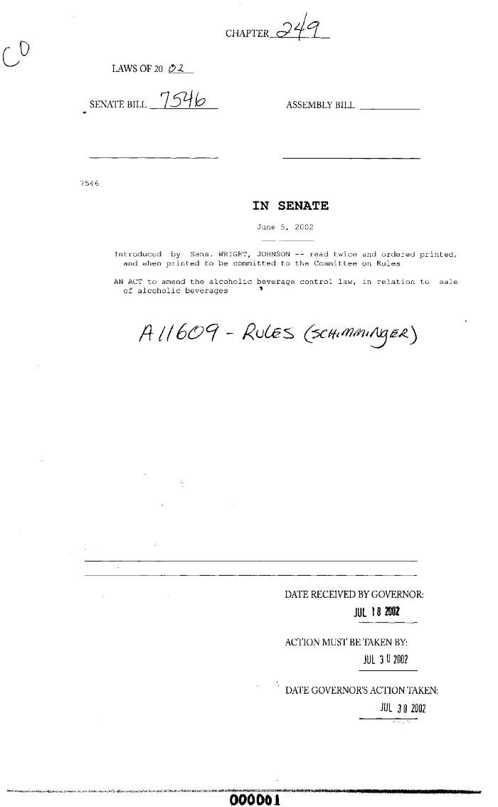 NYS Bill and Veto Jackets: 2002, Chapter 249