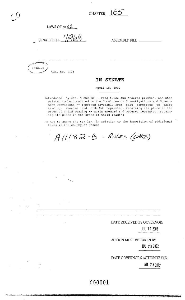 NYS Bill and Veto Jackets: 2002, Chapter 165