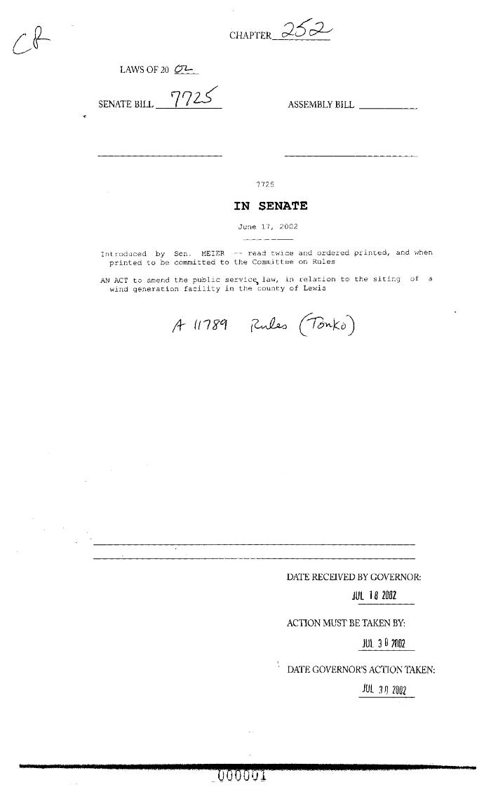 NYS Bill and Veto Jackets: 2002, Chapter 252