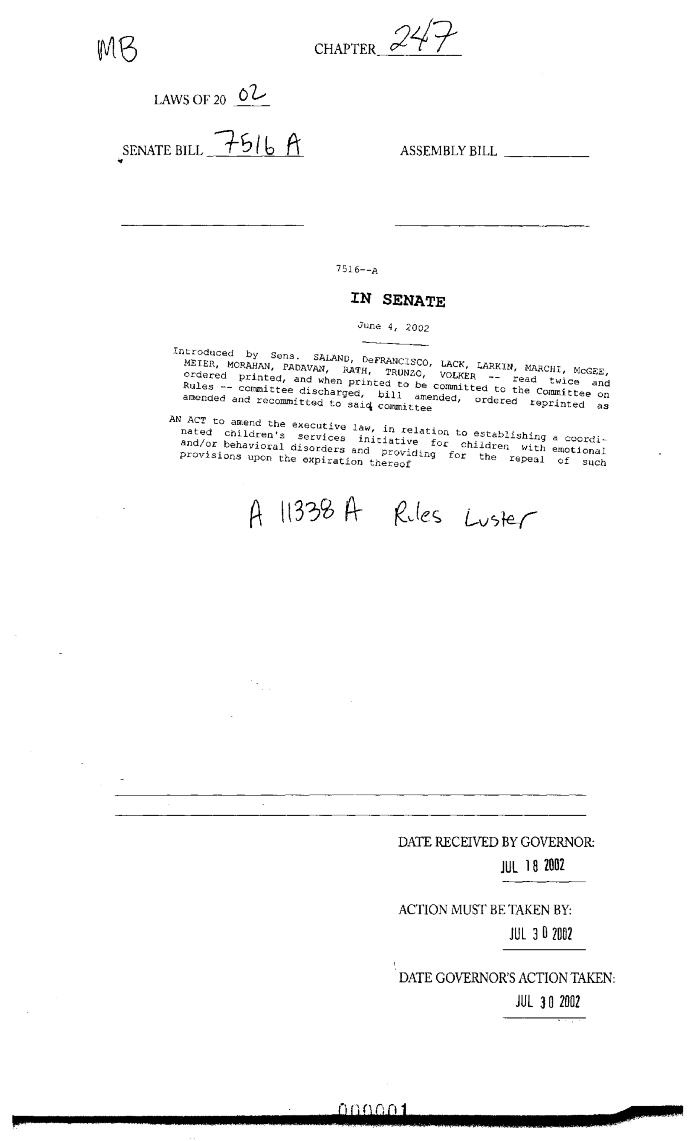 NYS Bill and Veto Jackets: 2002, Chapter 247
