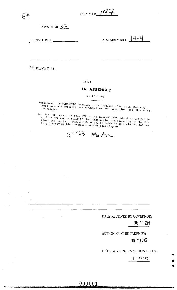 NYS Bill and Veto Jackets: 2002, Chapter 197