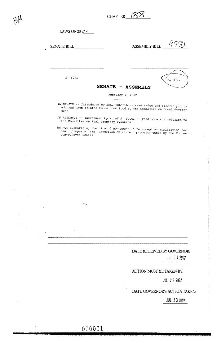 NYS Bill and Veto Jackets: 2002, Chapter 188