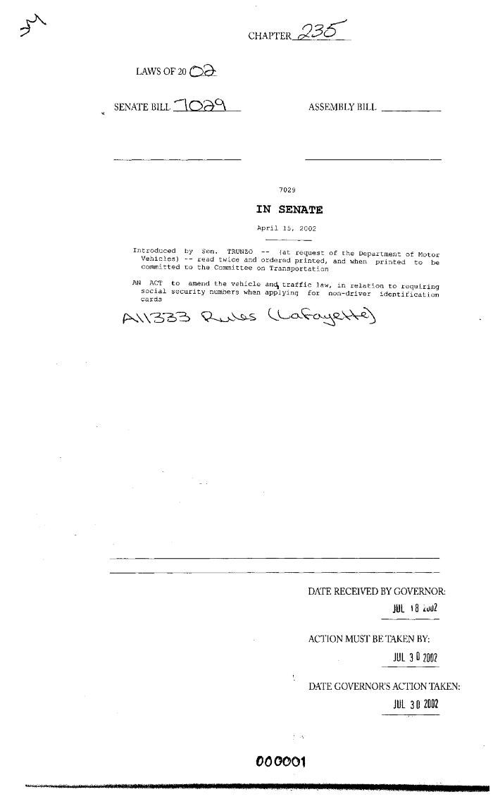 NYS Bill and Veto Jackets: 2002, Chapter 235