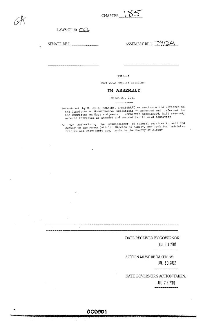 NYS Bill and Veto Jackets: 2002, Chapter 185