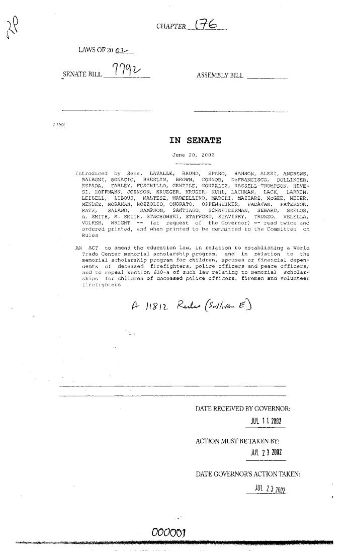 NYS Bill and Veto Jackets: 2002, Chapter 176