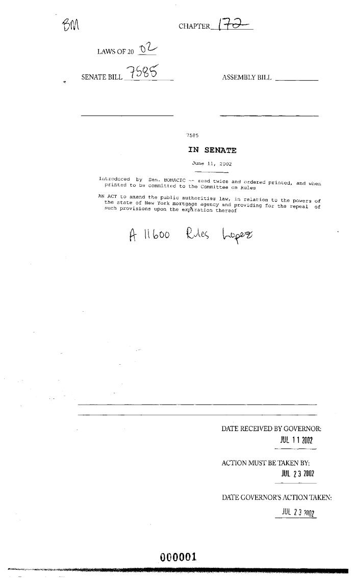 NYS Bill and Veto Jackets: 2002, Chapter 172