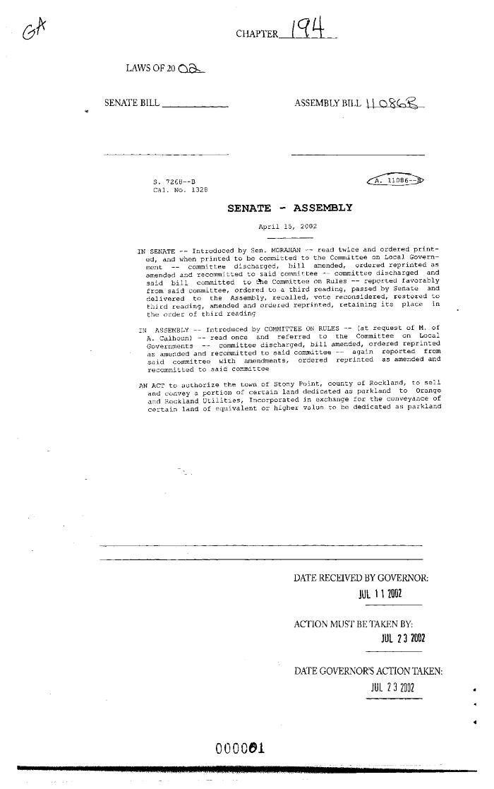 NYS Bill and Veto Jackets: 2002, Chapter 194