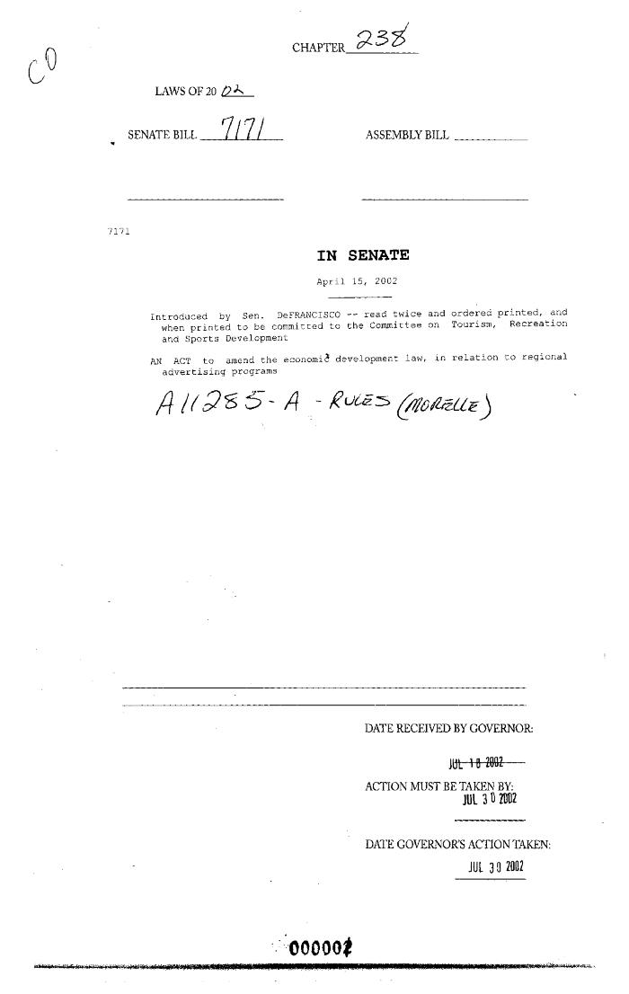 NYS Bill and Veto Jackets: 2002, Chapter 238