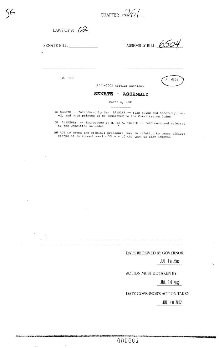 NYS Bill and Veto Jackets: 2002, Chapter 261