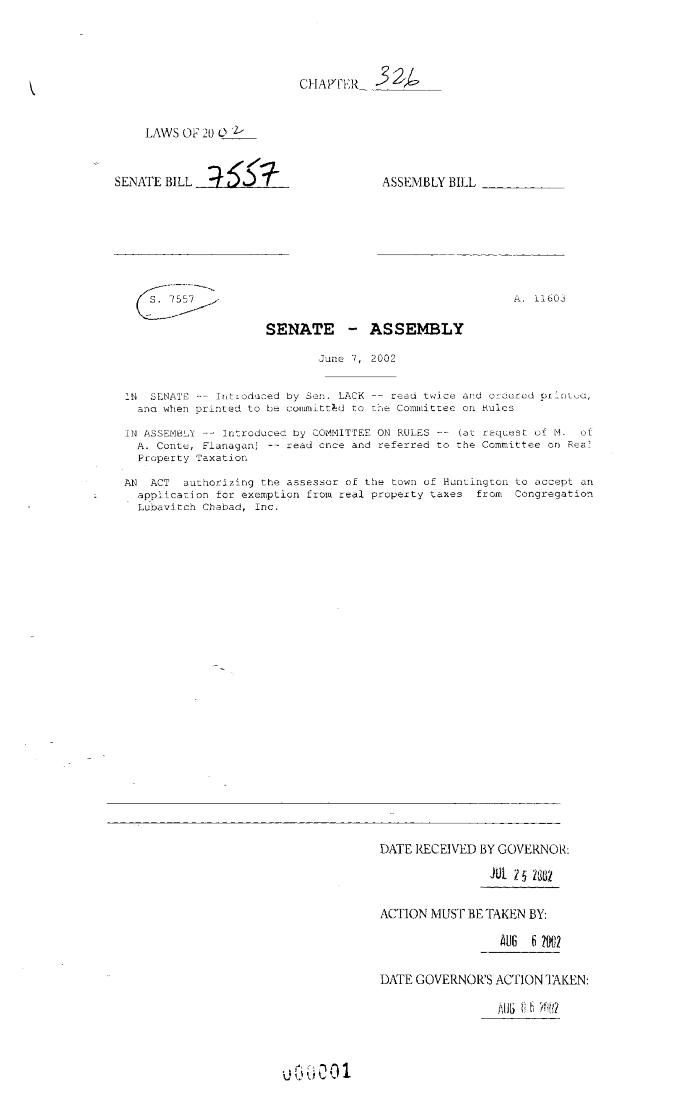 NYS Bill and Veto Jackets: 2002, Chapter 326