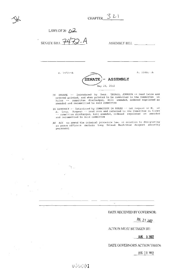 NYS Bill and Veto Jackets: 2002, Chapter 321