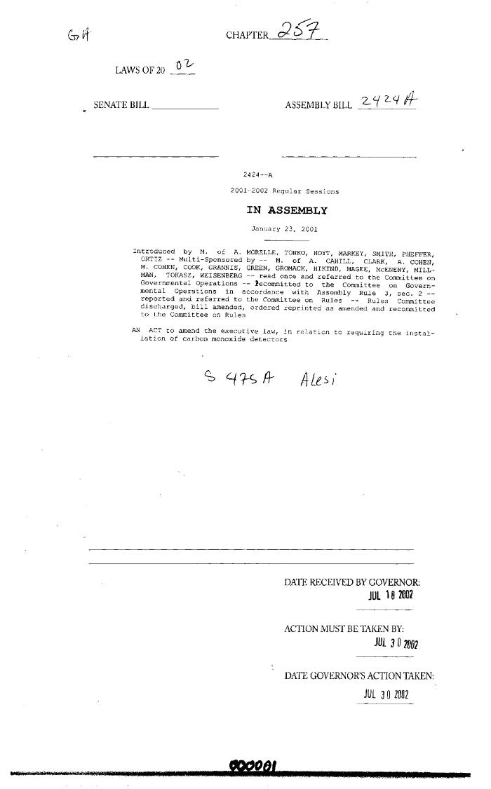 NYS Bill and Veto Jackets: 2002, Chapter 257