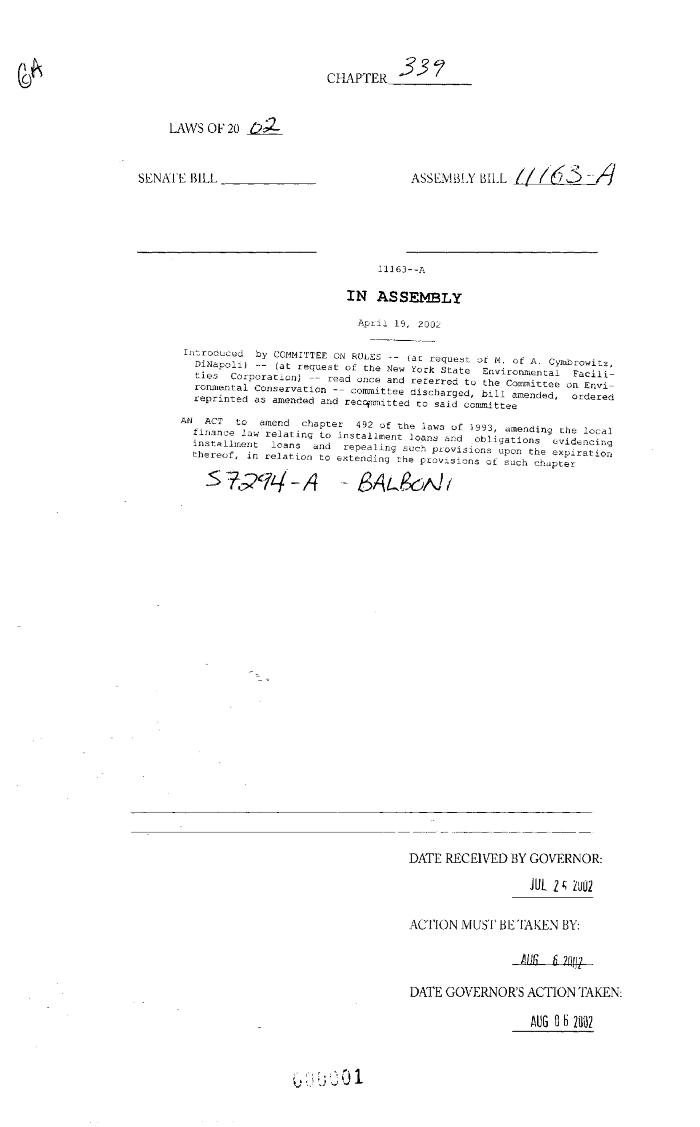NYS Bill and Veto Jackets: 2002, Chapter 339