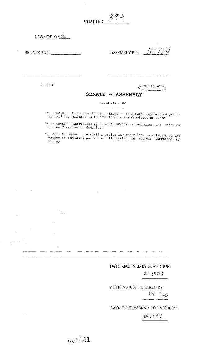NYS Bill and Veto Jackets: 2002, Chapter 334
