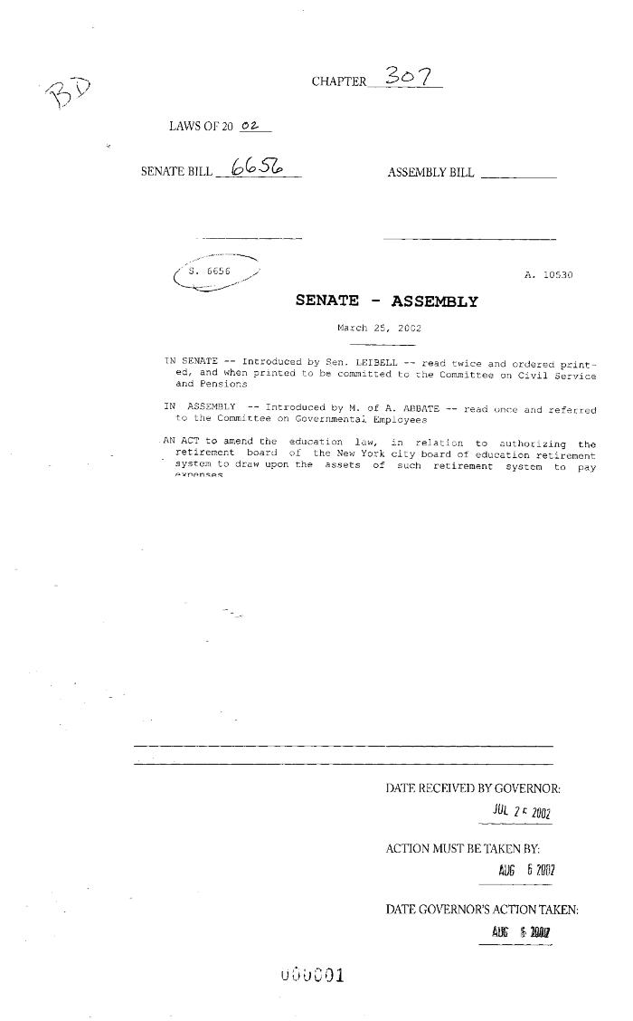 NYS Bill and Veto Jackets: 2002, Chapter 307