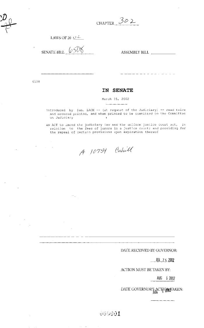 NYS Bill and Veto Jackets: 2002, Chapter 302