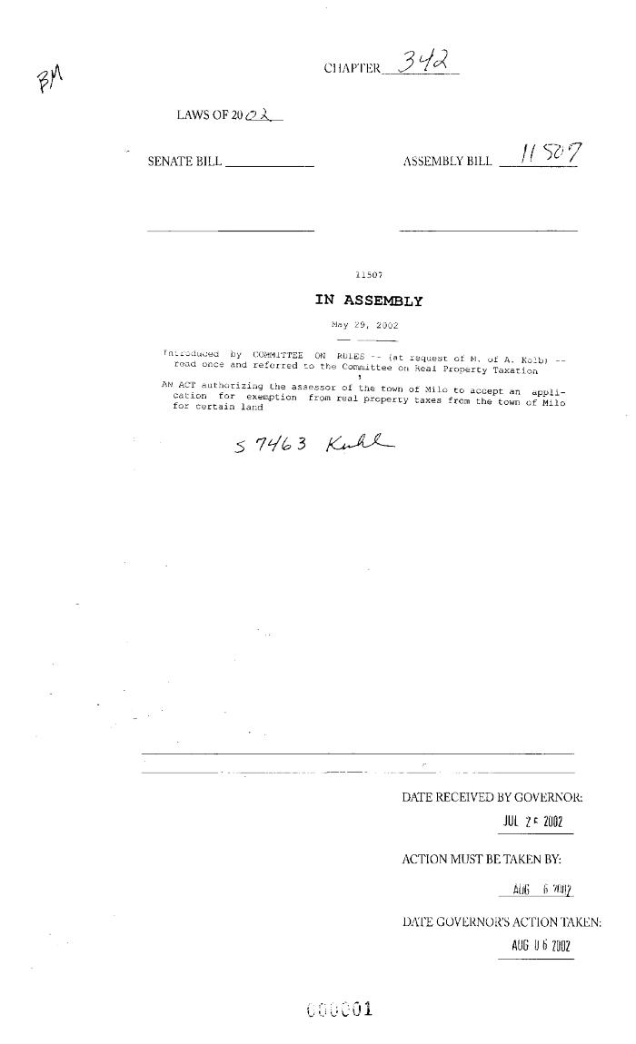 NYS Bill and Veto Jackets: 2002, Chapter 342