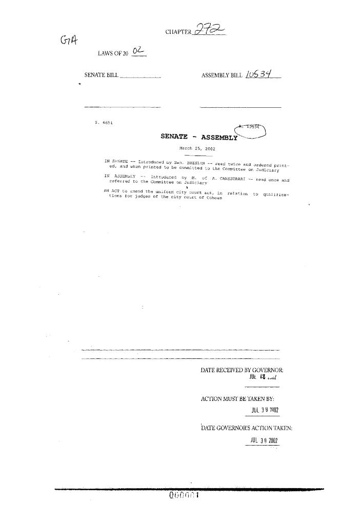 NYS Bill and Veto Jackets: 2002, Chapter 272
