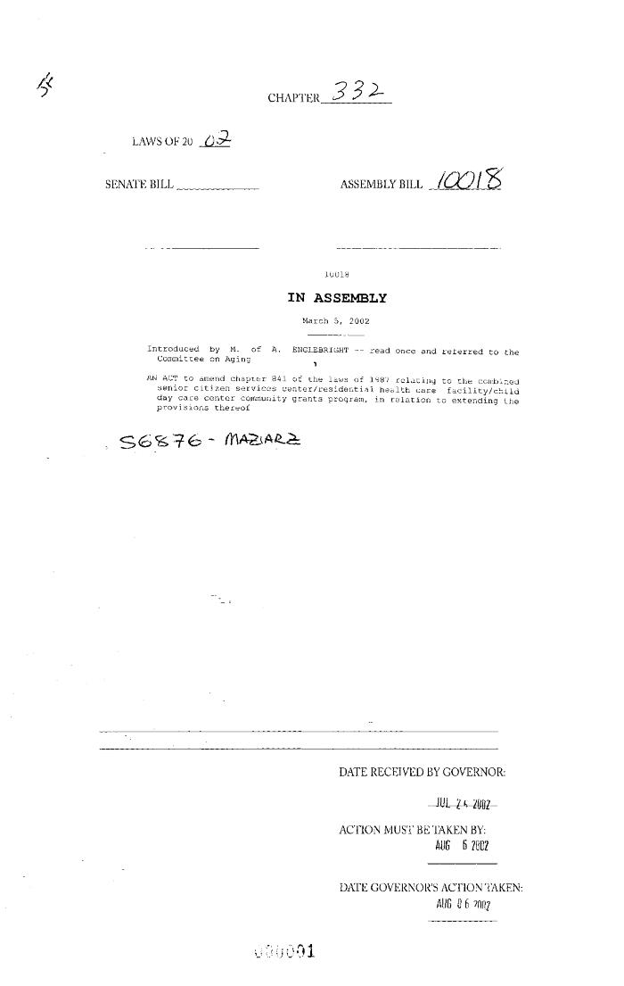 NYS Bill and Veto Jackets: 2002, Chapter 332