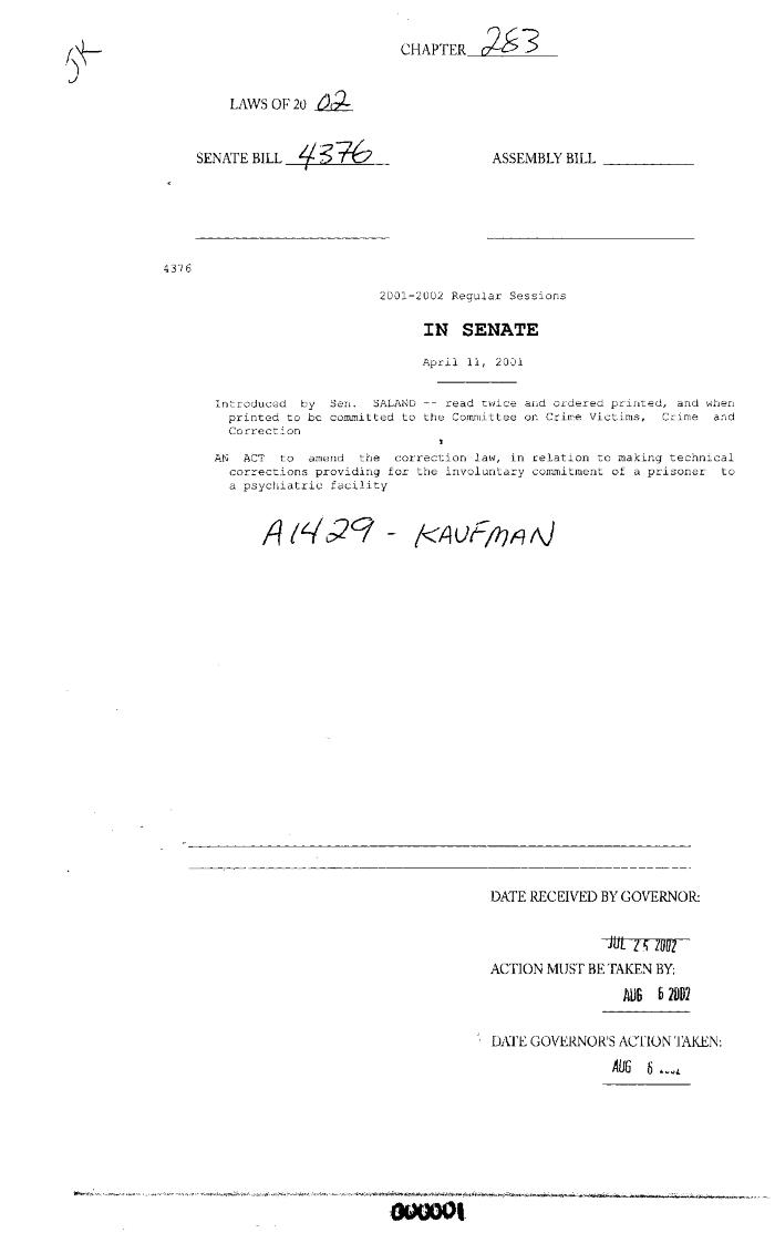 NYS Bill and Veto Jackets: 2002, Chapter 283