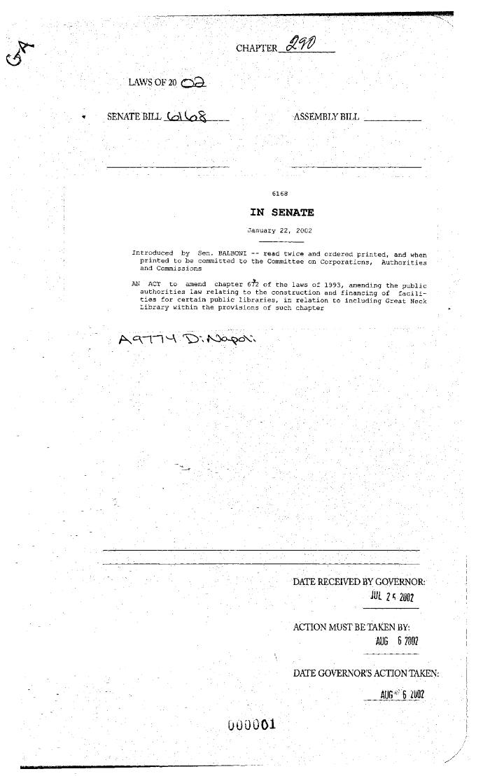 NYS Bill and Veto Jackets: 2002, Chapter 290