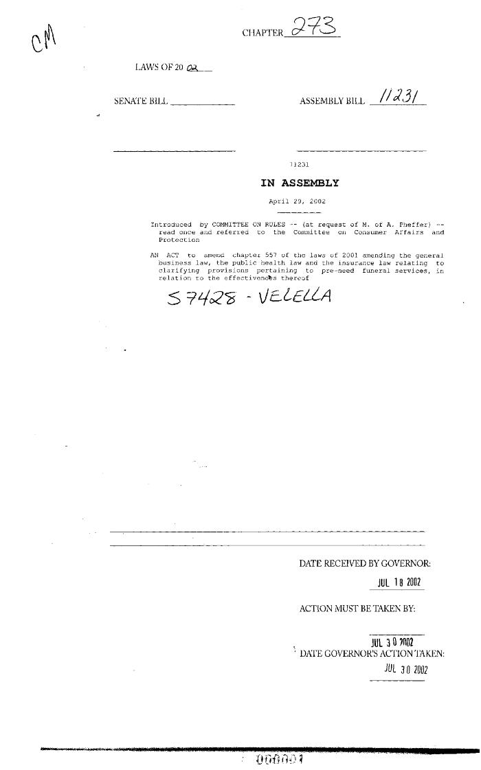 NYS Bill and Veto Jackets: 2002, Chapter 273
