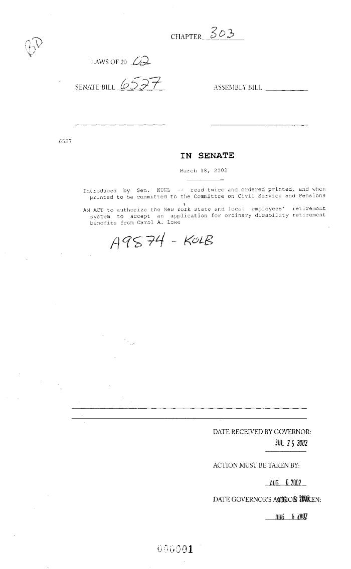 NYS Bill and Veto Jackets: 2002, Chapter 303