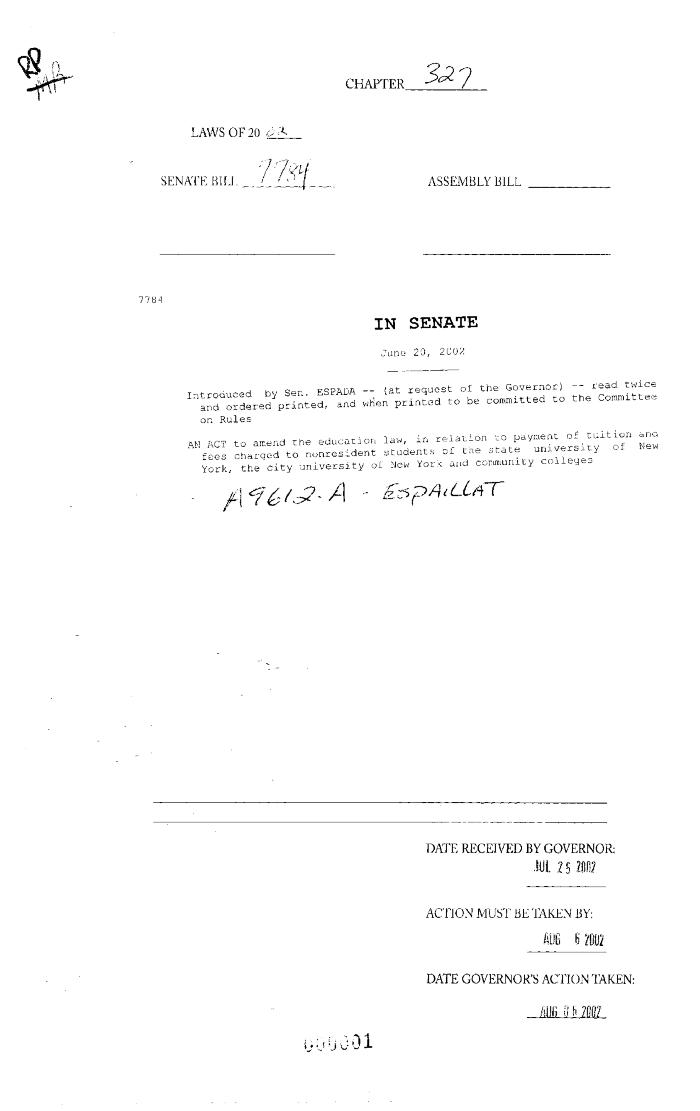 NYS Bill and Veto Jackets: 2002, Chapter 327