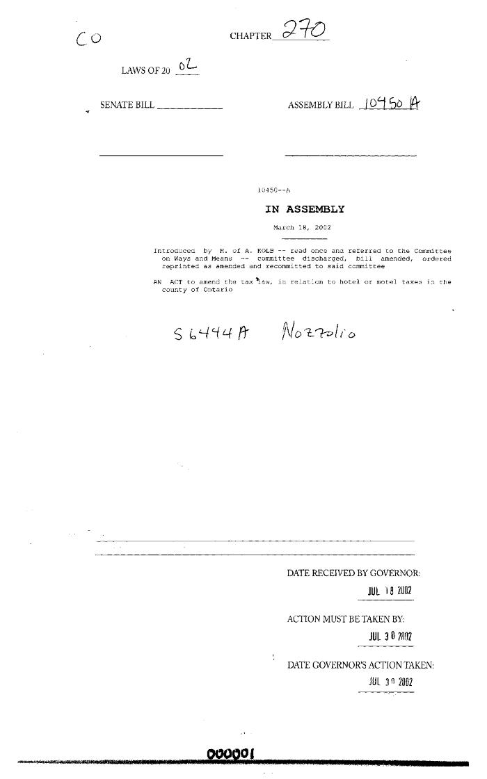 NYS Bill and Veto Jackets: 2002, Chapter 270