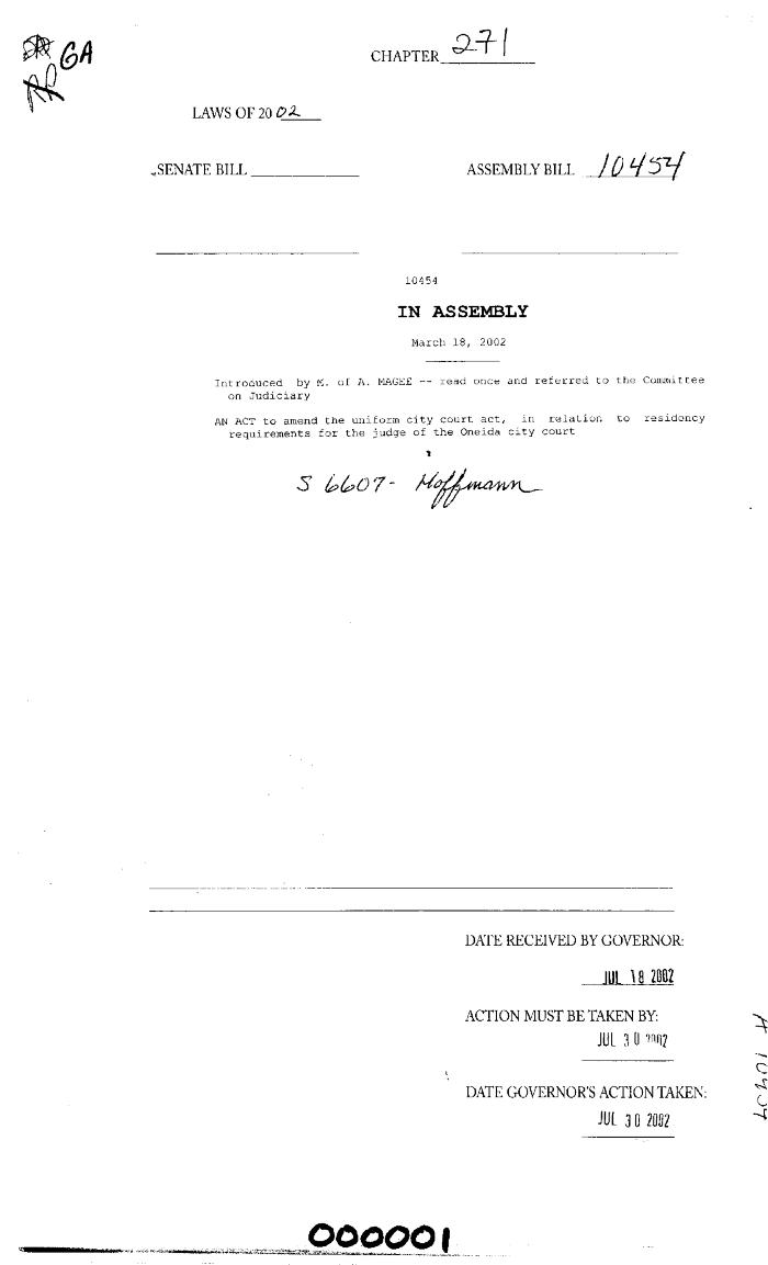 NYS Bill and Veto Jackets: 2002, Chapter 271