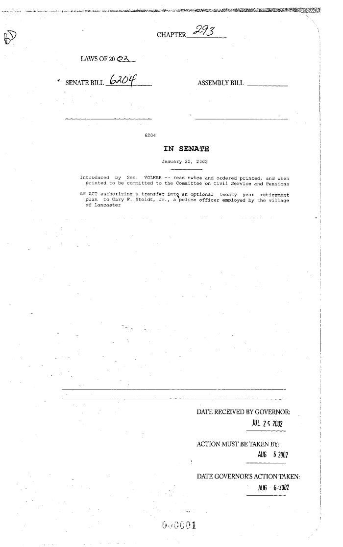 NYS Bill and Veto Jackets: 2002, Chapter 293